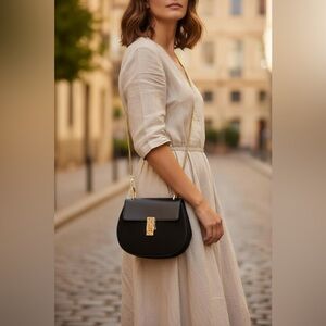 M.I.L.A Black Leather Saddle Bag